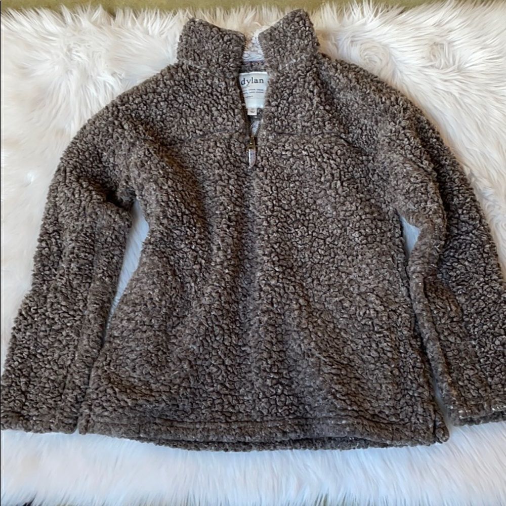 Dylan True Grit Relaxed Fit Frosty Tipped 1/4 Zip Sherpa Fleece Top (XS)